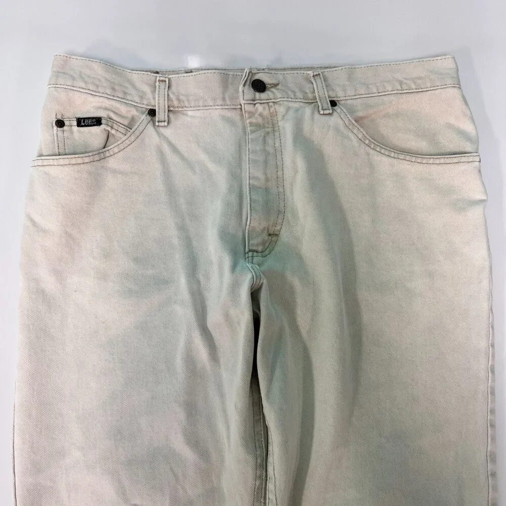 Lee Jeans Mens 36x30 Tan Straight Leg Denim Classic Fit Casual Pants Stretch